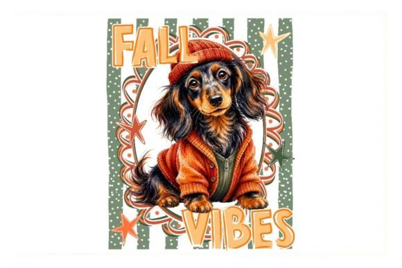 Download Fall Vibes Dachshund Dog Illustration - Dachshund Collection