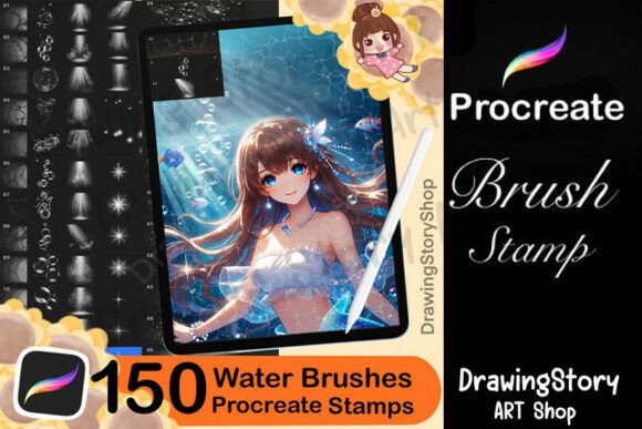 Download 150 Procreate Water Brushes: Sea, Ocean - Procreate water brush Collection