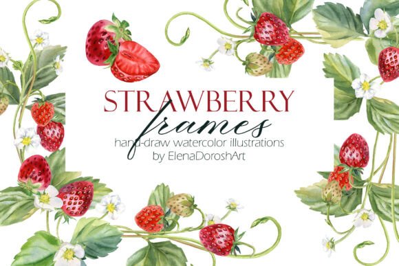 Download Watercolor Strawberry Frames Clipart Set - Frame Collection