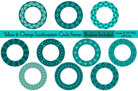 Download Turquoise Blue Southwestern Circle Frame - Frame Collection