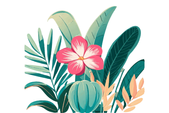 Download Tropical Leaves and Flowers Illustration - Leaves and flowers Collection