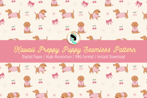 Download Dachshund Bow Coquette Seamless Pattern - Dachshund Collection