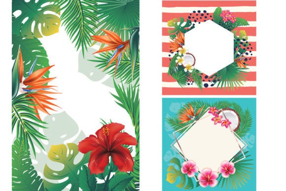 Download Tropical Leaves and Flowers Banner - Premium Bundle