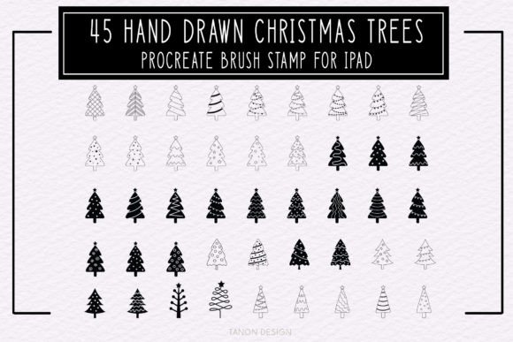 Download 45 Hand Drawn Christmas Tree PROCREATE - Hand drawn Collection