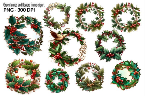 Download Green Leaves and Flowers Frame Clipart - Frame Collection