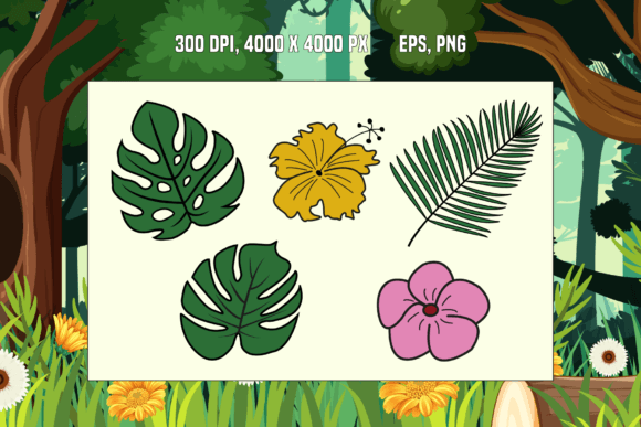 Download Tropical Leaves and Flowers - Premium Bundle