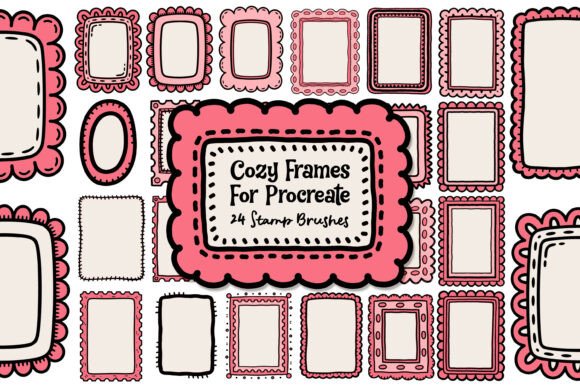 Download 24 Procreate Frame Stamp Brushes - Frame Collection
