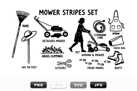 Download Hand Drawn Lawn Mower Set - Hand drawn Collection